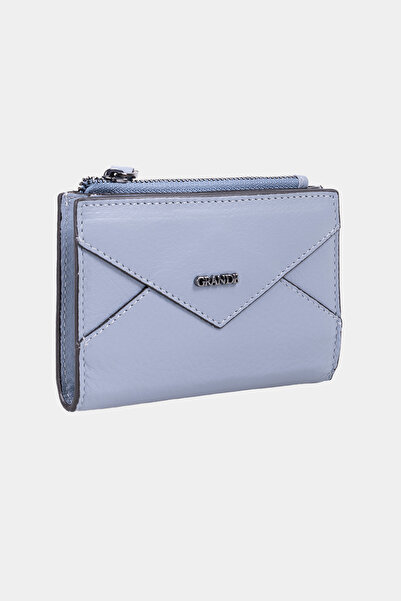 Grande 2827 Hakiki Deri Origami Model Kadın Cüzdanı Buz Mavi