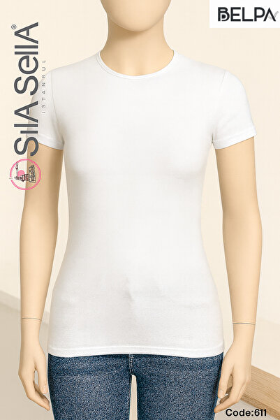 belpa Γυναικείο λευκό κοντομάνικο βαμβακερό εσώρουχο Sıla Sella