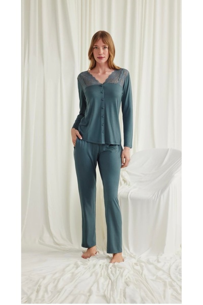 NightLove طقم بيجامة موناميس دانتشي بأزرار كاملة من الأعلى 18537