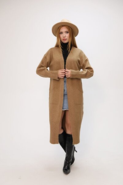 Molly Nelly Kadın Kışlık Triko Yünlü Uzun Hırka