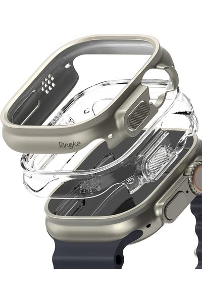 Ringke Apple Watch Ultra Case | Slim Series | Clear/Titanium Gray | 2 Pack