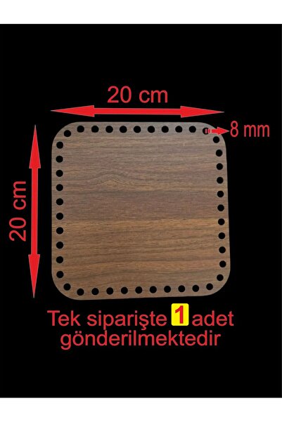 Ahşap Ceviz 20x20 Cm 1 Ad Bambu Tepsi Örgü Plakası Supla Delikli Altlık Tığ Taban Işi Sepet Tabanı