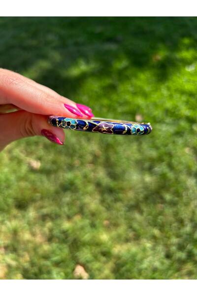 FY Ticaret سوار من الفولاذ بنمط زهرة زرقاء