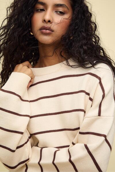 Stradivarius Striped cropped knit sweater
