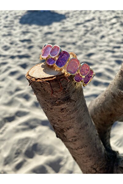 Tılsım Bijuteri Mineli Asimetrik Şekilli Pembeli lastik Bileklik