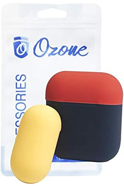 ozone حافظة AirPod من سلسلة Duo مع غطاء سيليكون محمول بسلسلة مفاتيح لسماعات A...