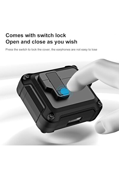 ozone AirPods 4 Case Cover (2024) with Secure Lock Clip | Rugged Armor Shockproof Hard Shell Design |Black