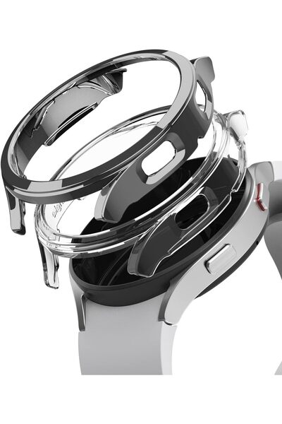 Ringke Samsung Galaxy Watch 4 44mm Case| Slim Series| Clear + Dark Chrome
