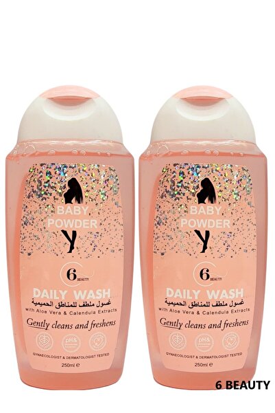 6 Beauty 2 غسول المناطق الحساسة بخلاصة الصبار بريحة بودرة الاطفال مناسب للإستخدام اليومي وأثناءالدورة الشهرية