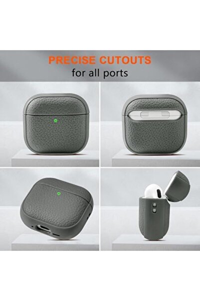 O Ozone Case for Airpods 4 Case Cover with Wrist Strap, Leather Touch Design Protective Headphone Ca