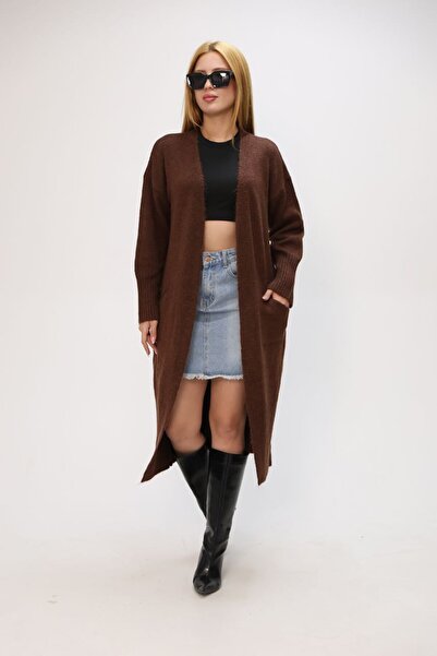 Molly Nelly Kadın Kışlık Triko Yünlü Uzun Hırka