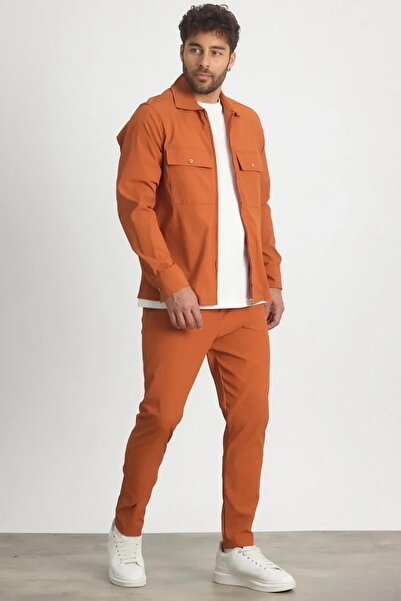 MADZEYMODA Premium Men's Waffle Fabric Cinnamon Thin Jacket - Pants Bottom Top Set Ls-5623