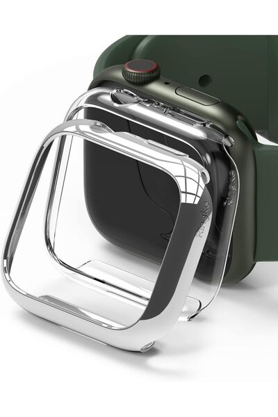 Ringke Apple Watch 9 / 8 / 7 41mm Apple Watch Series (41mm) Case | Slim Series| Clear + Chrome