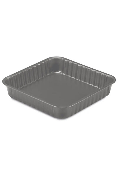 Carrefour Home Oven tray, square shape, chrome steel, 23x23x4.5 cm, Grey