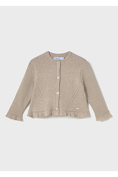 MAYORAL سترة كارديجان محبوكة مكشكشة باللون البيج للفتيات الصغيرات 2358