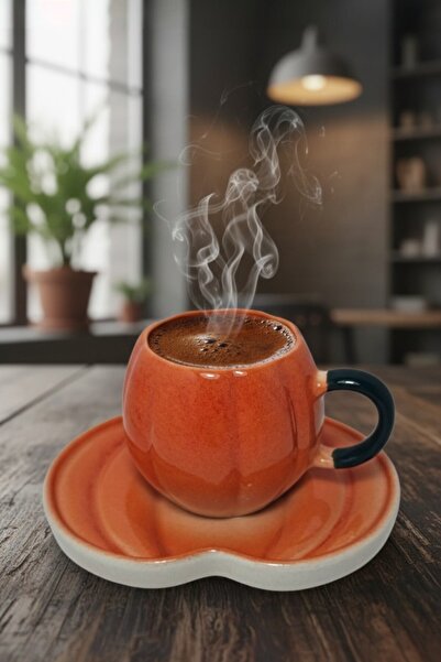 GÜLZE 2 Person (4 Pieces) Carmella Double Coffee Cup (6 Different Colors, 100% Handmade, Special Design)