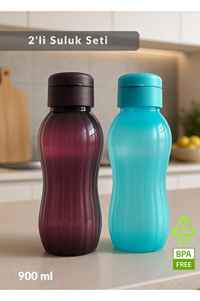Jet's Home 2'li Suluk Bpa Free Ofis-Spor-Okul Matarası PP-5 Mürdüm-Mavi 900 ml