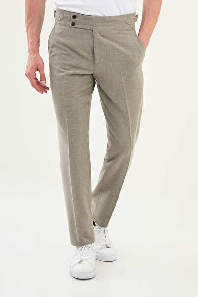 Mcr Checked Slim Fit Buckled Waist Wool Men's Trousers Gray - 38326.25K