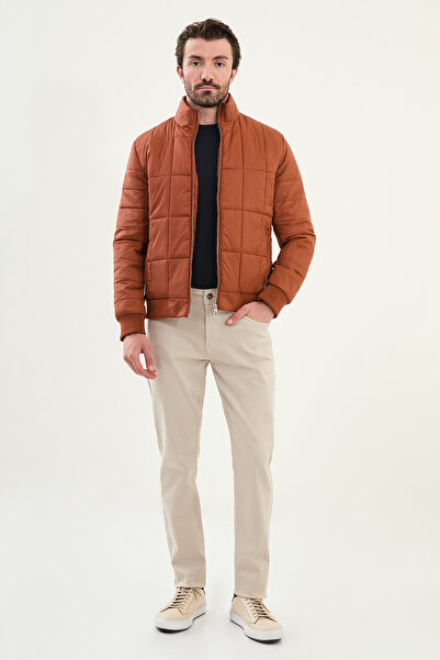 Mcr Quilted Slim Fit Judge Collar Puffer Men's Coat Tile - 39651.25K