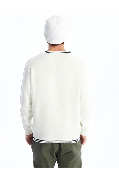 LC Waikiki Мъжки трикотажен пуловер с V-образно деколте и дълъг ръкав