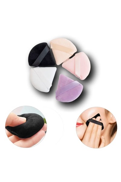 beyond basics اسفنجة مكياج من القطن الناعم من Triangle Beauty Blender Powder Puff (عبوة من 5 قطع).