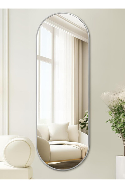 private house Wall Mirror 120 x 60 cm - Elegant Design with Silver Frame - For Dressing Room, Living Room, Entryway