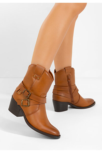 B T Shoes Γυναικεία Μποτάκια Cowboy Lestery ταμπά