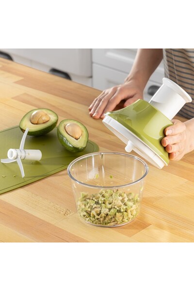 CERONNI Push Dynamic Manual Chopper Rondo (Transparent Mica Crystal Bowl with 3 Blades 700 ml)