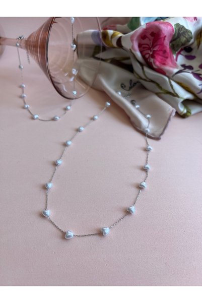 Fynbos Stainless Steel Romantic Heart Pearl Silver Necklace