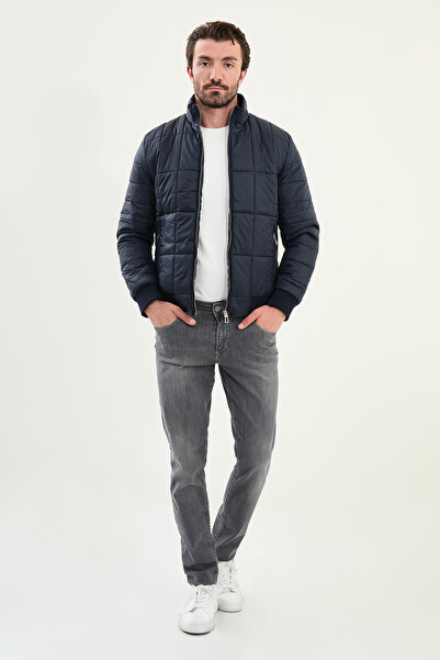 Mcr Quilted Slim Fit Judge Collar Puffer Men's Coat Navy Blue - 39651.25K