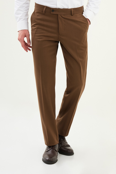 Mcr Straight Slim Fit Classic Wool Men's Trousers Camel - 38325.25K