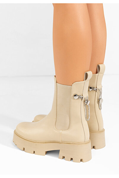 B T Shoes Μποτάκια Chelsea γυναικεία Massie μπεζ