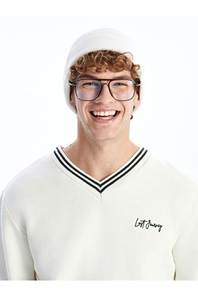 LC Waikiki Мъжки трикотажен пуловер с V-образно деколте и дълъг ръкав