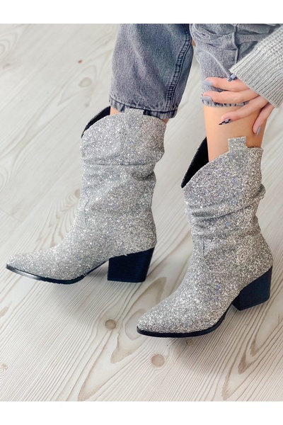 BERFONA TOKYO SILVER STONE 6 CM TOC DALLAS CIZME BOTTIE