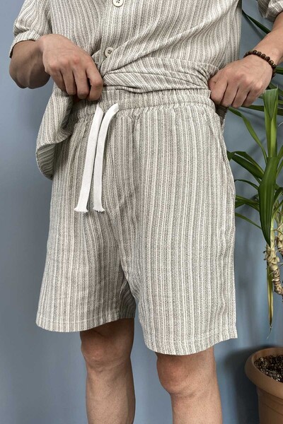 Alışveriş Sokağı Oversize Shirt Shorts Linen Set