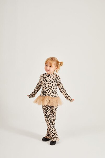 Lolliboomkids Girl's Leopard Print 2-Piece Set – Top & Pants with Tutu Detail