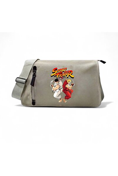 DEEFWEAR Beige Ryu & Ken Street Fighter Printed Unisex School, Course, Kindergarten Messenger Bag