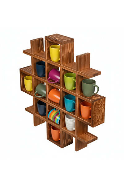 Sedefira Ahşap Raf Kahve Çay Bardağı Rafı Kahve Çay Bardağı Tutucu Mutfak Raf...