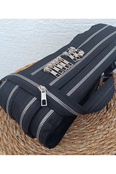 NGA's Siyah T6 Gümüş Diş Kemik Fermuar Gümüş Başlık - 10 metre fermuar - 10 a...