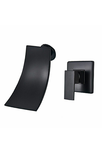 BisDesign Baterie baie, model negru mat cu pipă de scurgere în cascadă, încorporată