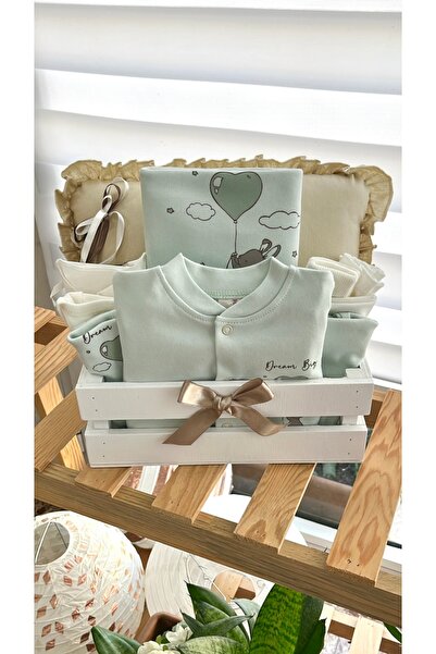 Happy Moon Bebek giyim yenidoğan unisex hediyelik sepet hastane çıkışı baby shower %100 pamuk 0-2 ay Happy Moon