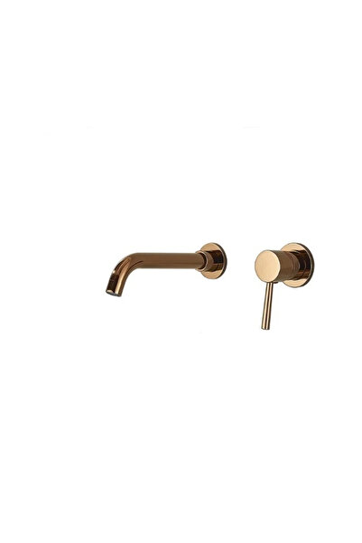 BisDesign Basin mixer, Rose Gold color, Recessed in the wall, Size 15 cm