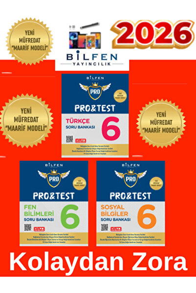 Bilfen Yayıncılık 2026 6.Sınıf Protest Fen-Türkçe-Sosyal %100 Yeni Maarif Müfredat Soru Bankası+Tablet Kalem