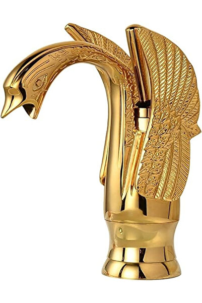 BisDesign Basin mixer, Swan model, Shiny gold finish, Size 19 cm