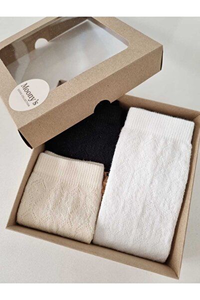 Moonys Socks Collection Girl's Embossed Knee-Length School Socks Set, 3 Colors