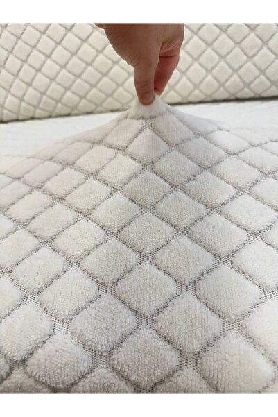 etleshome Yumuşacık Welsoft Krem Lastikli 3 Kişilik Koltuk Örtüsü | Kaymaz, Esnek ve Yıkanabilir Koltuk Kılıfı