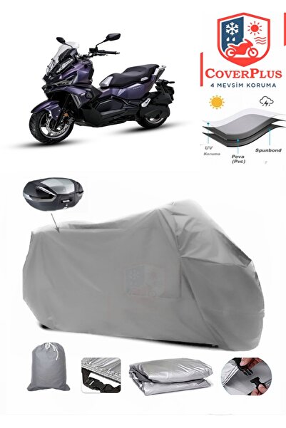 CoverPlus Sym ADX 125 Branda Arka Çanta Uyumlu Motor Brandası Motosiklet Örtüsü