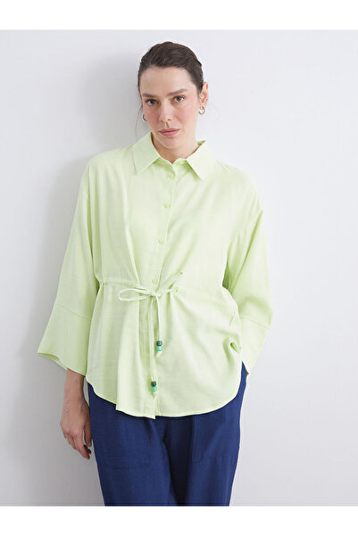 LC Waikiki قميص نسائي فضفاض بتفاصيل بأربطة خيوط من UZG STORE للنساء الأنيقات