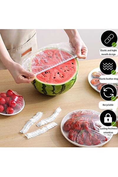 Enfa 100 Adet Elastik Tencere Bonesi, Saklama Torbası, Tabak Bonesi