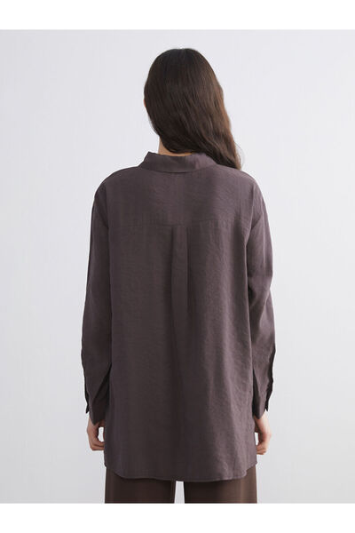 LC Waikiki Kahverengi Oversize Modal Karışımlı Kadın Gömlek Tunik